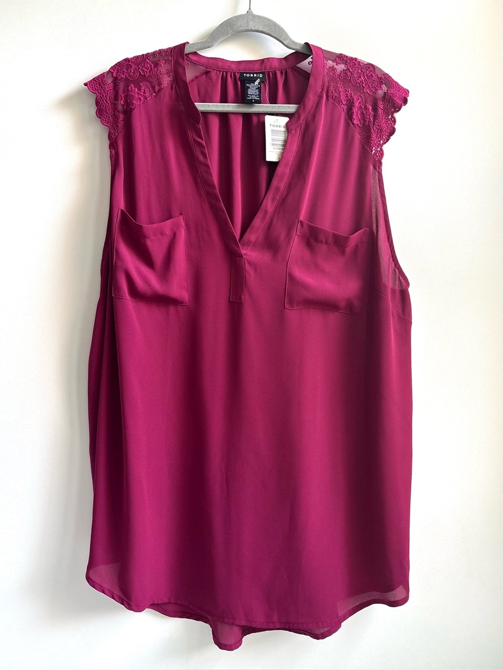 Torrid Women’s Plum Sleeveless Georgette Pullover Lace Top Blouse Size 3